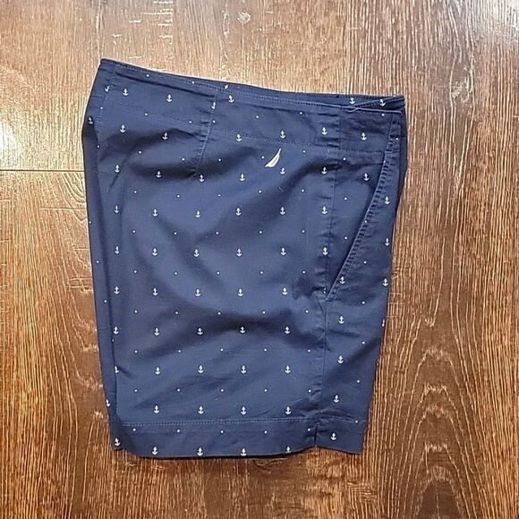 Nautica Cotton Stretch Twill Anchor Print Shorts - Picture 12 of 16